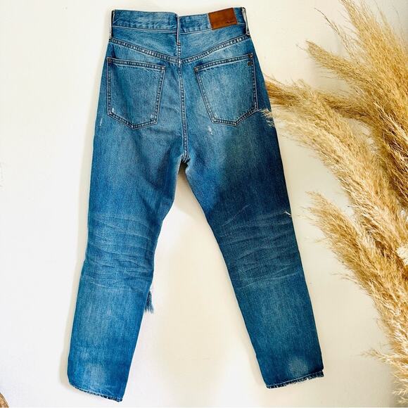 MADEWELL Perfect Vintage Jean Distressed Blue Wash Denim Jeans Straight Leg 28 - Picture 4 of 9